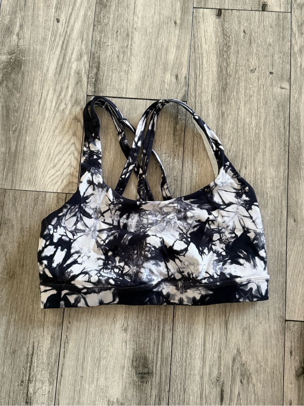 Lululemon Tie-Dye Black & White Strappy Sports Bra